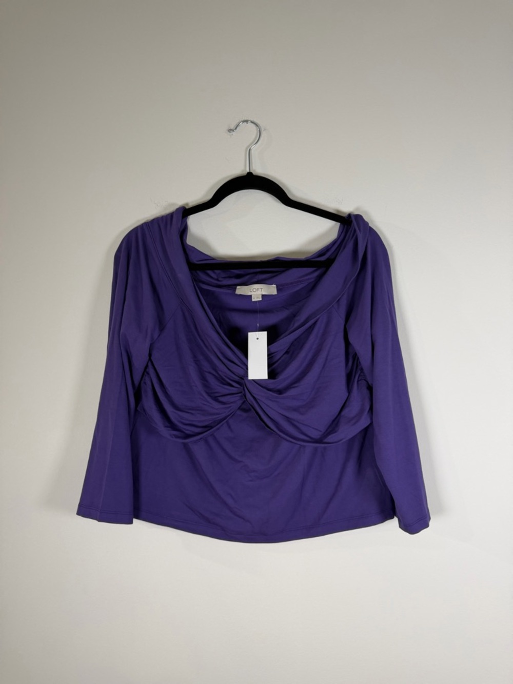 LOFT Purple Draped Long-Sleeve Top